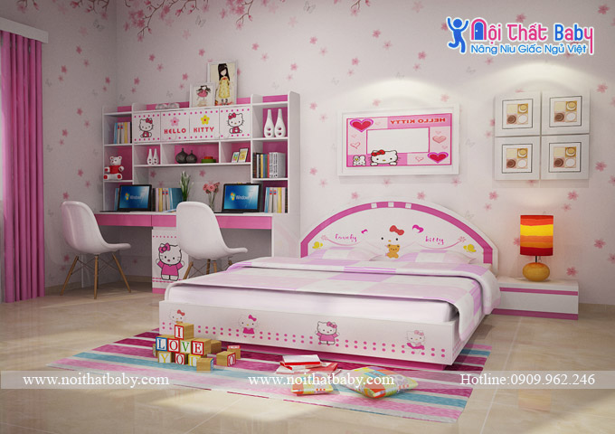 Giường ngủ baby hình Hello Kitty dễ thương và đáng yêu